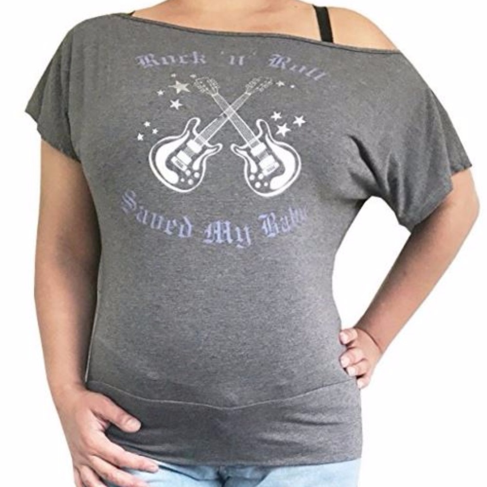 Rock NRoll Maternity Dolman off the shoulder Shirt